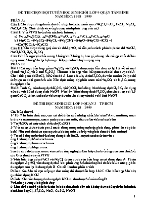 Bộ đề thi chọn học sinh giỏi môn Hoá học Lớp 9